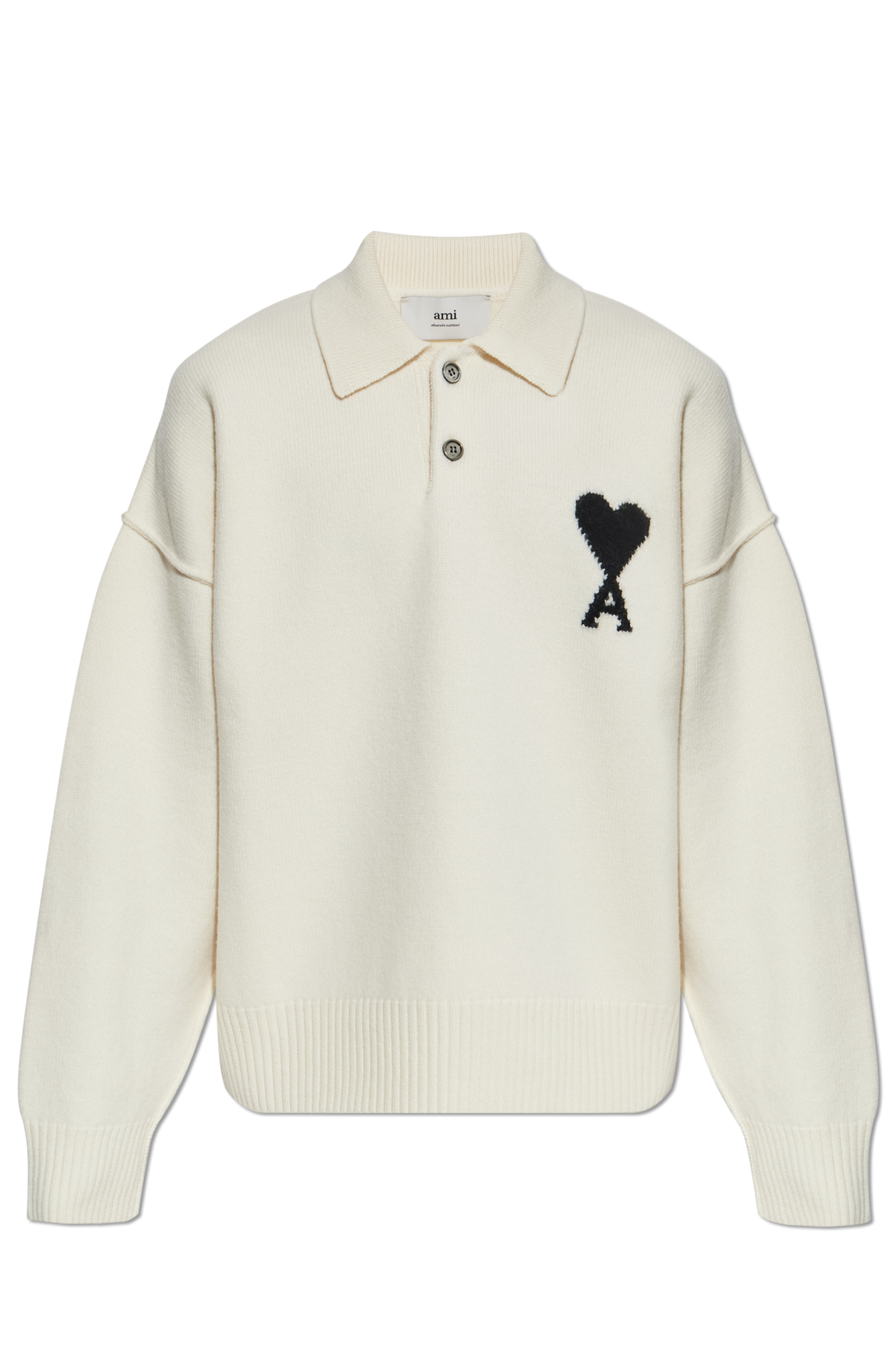 Cream Wool long-sleeve polo Ami Alexandre Mattiussi - Vitkac France